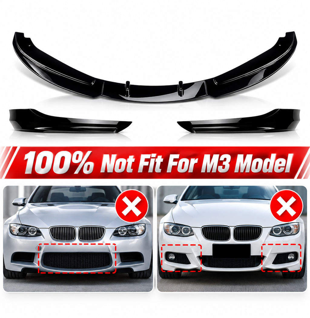 BMW E90/E91 LCI Front Bumper Lip Spoiler Gloss Black 2009–2012