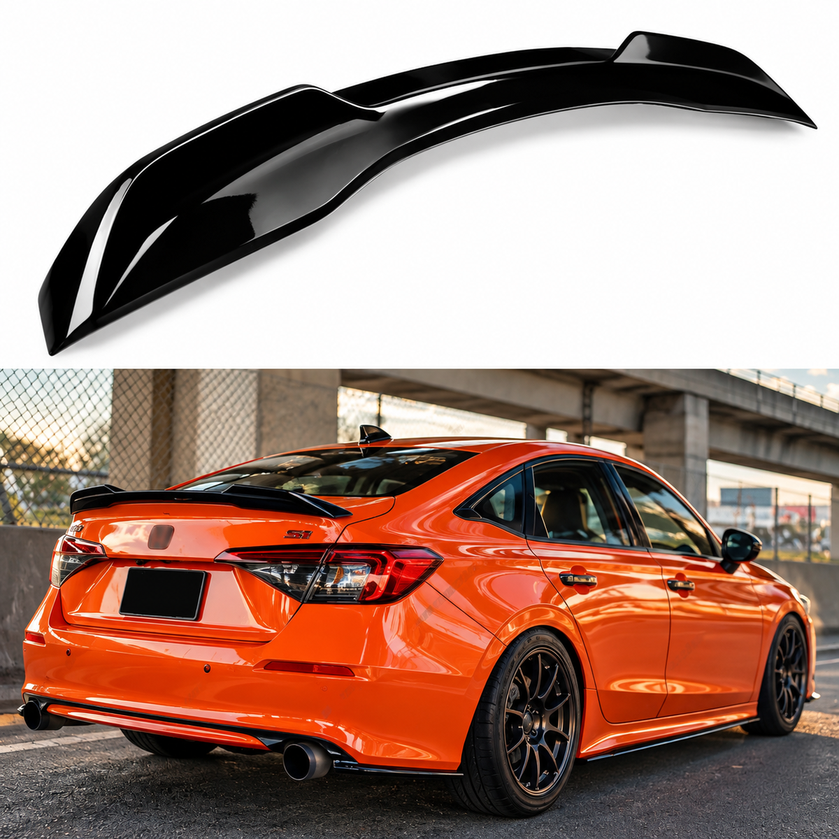 Honda Civic Sedan Si M Style Rear Trunk Spoiler Gloss Black 2022–2026