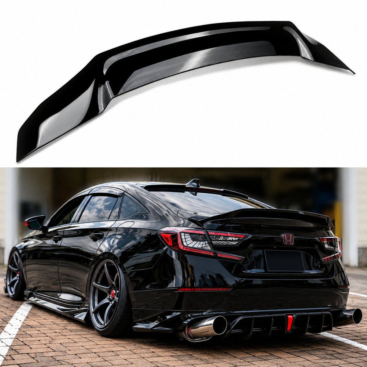 Honda Accord JDM R Style High Kick Trunk Spoiler Gloss Black 2018–2022