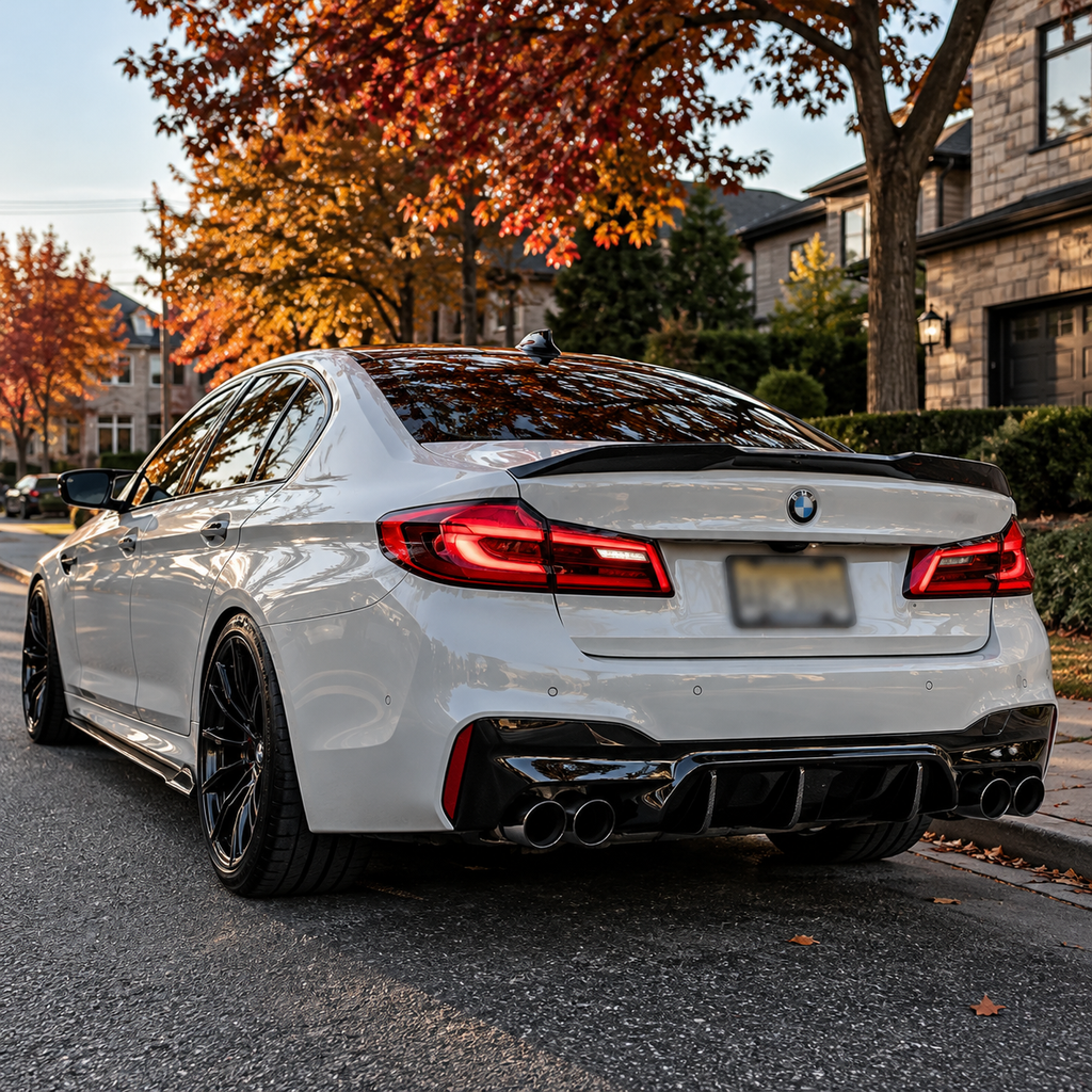 BMW G30 / F90 M5 V Style Rear Trunk Spoiler  Gloss Black 2017–2023