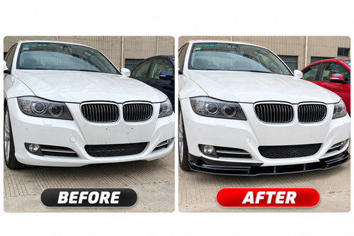 BMW E90/E91 LCI Front Bumper Lip Spoiler Gloss Black 2009–2012