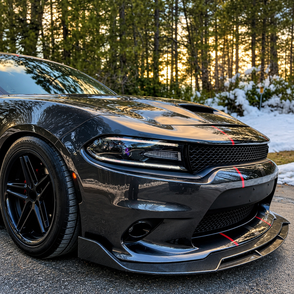 Dodge Charger SRT Style Front Bumper Lip Splitter Carbon Fiber Look 2015–2023