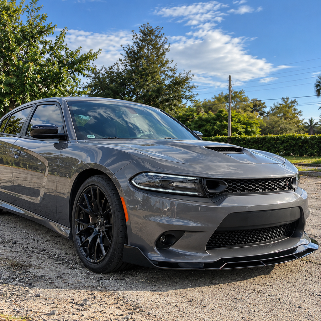 Dodge Charger SRT V2 Style Front Bumper Lip Splitter Gloss Black 2015–2021