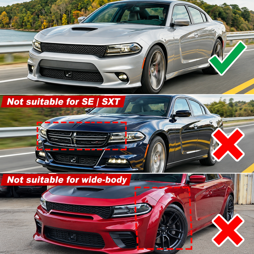 Dodge Charger SRT V2 Style Front Bumper Lip Splitter Gloss Black 2015–2021