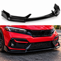 Honda Civic 10th Gen Front Bumper Lip Splitter with LED Gloss Black 2017–2021