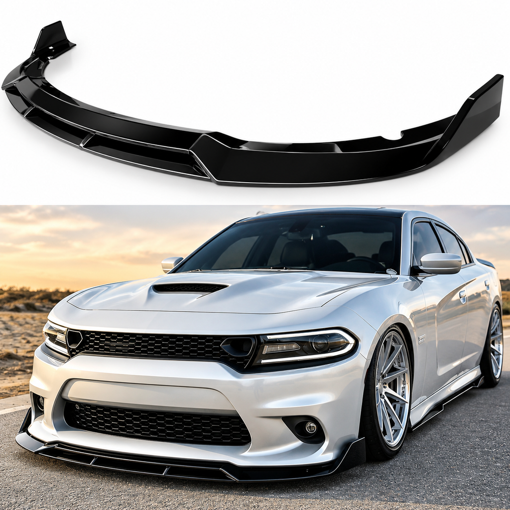 Dodge Charger SRT V2 Style Front Bumper Lip Splitter Gloss Black 2015–2021