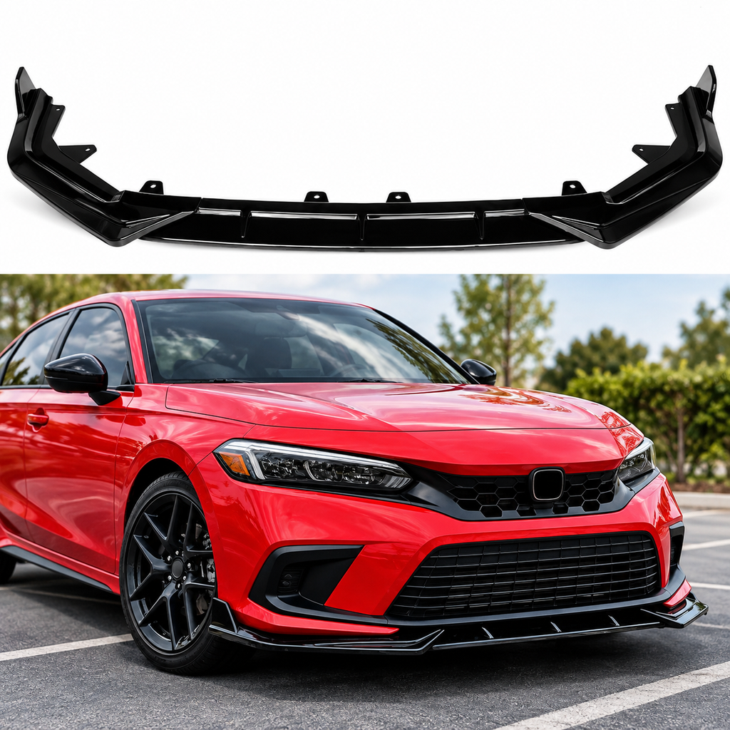 Honda Civic 11th Gen Front Bumper Lip Splitter Gloss Black 2022–2024
