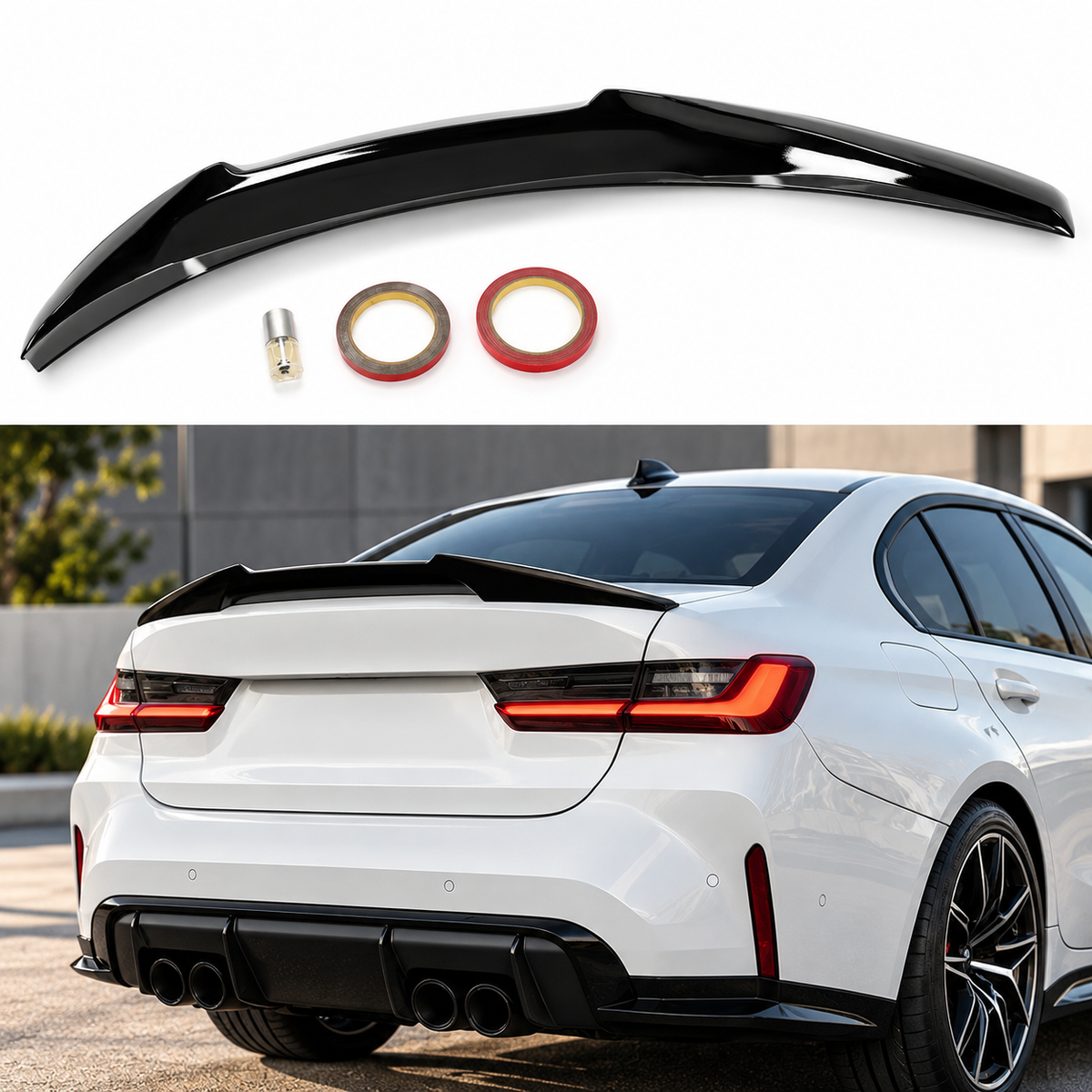 BMW G20 G80 M4 Style Rear Trunk Spoiler Gloss Black 2019–2025