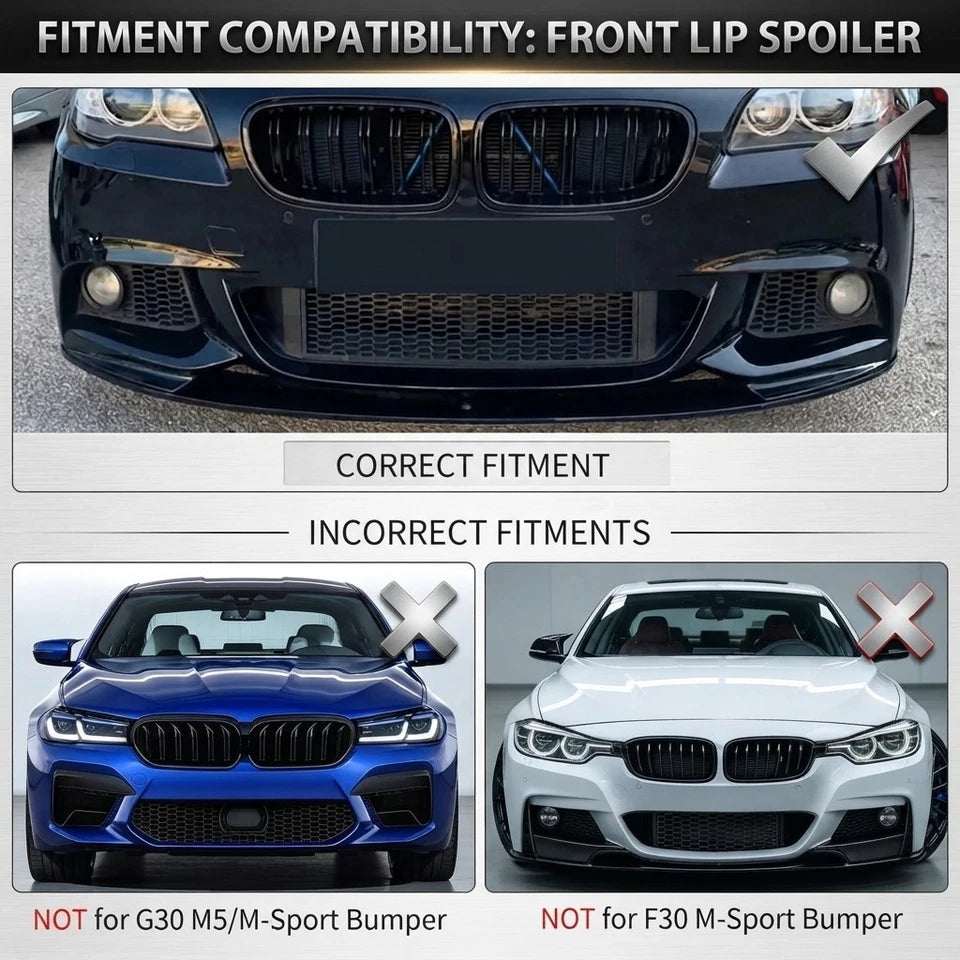 BMW F10 M Sport Front Bumper Lip  Gloss Black 2011–2016