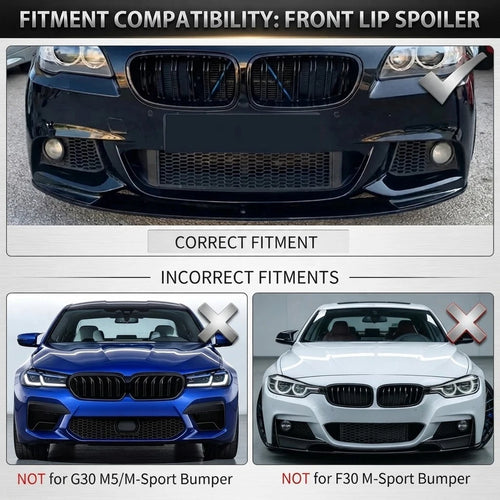 BMW F10 M Sport Front Bumper Lip  Gloss Black 2011–2016