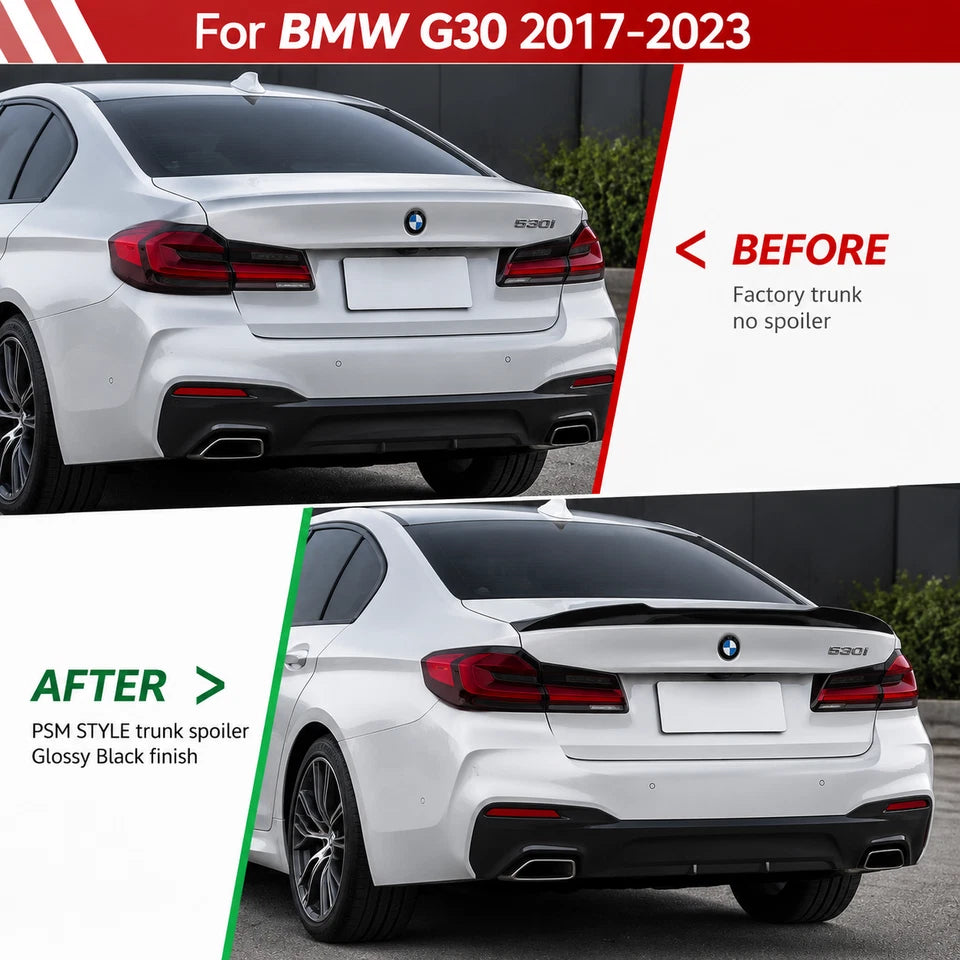 BMW G30  F90 M5 PSM Style High Kick Trunk Spoiler Gloss Black 2017–2023